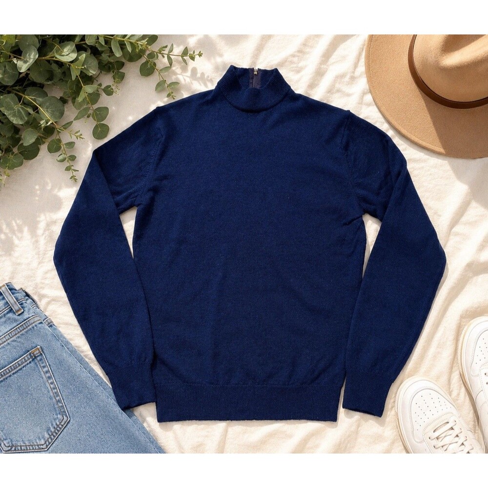 Pendleton Wool Sweater Women Small Blue Pullover Long Sleeve Solid Stretchy READ